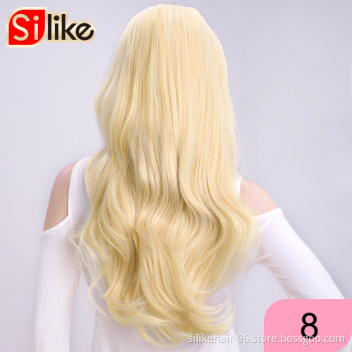 Wholesale Headband Wig Ombre Brown Capless Wigs Hair Clips Extension 24Inches Long Wavy 3/4 Half Wig Synthetic Hair Extensions
